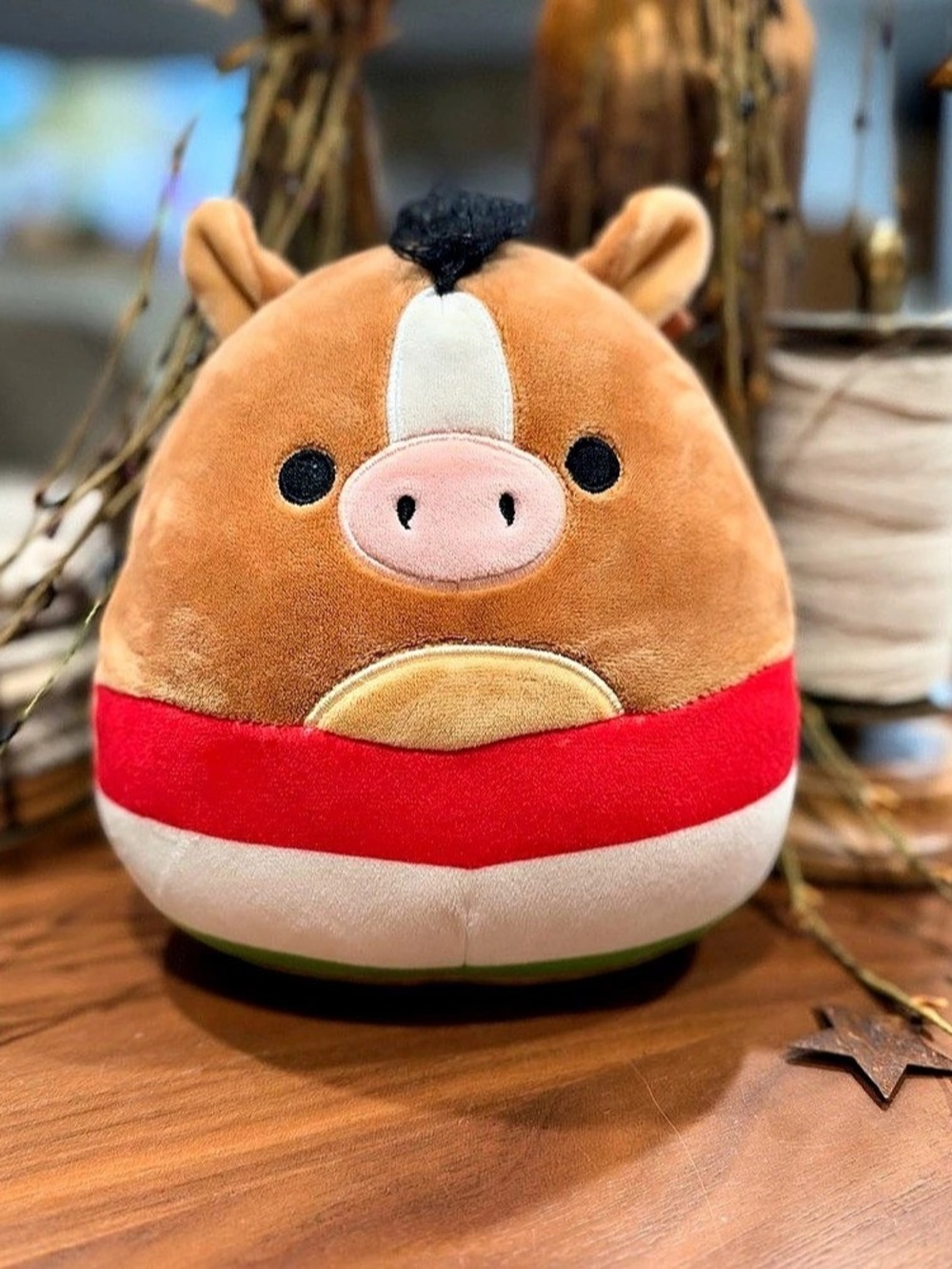 Squishmallows Harrison the Horse Plush Brown & Red